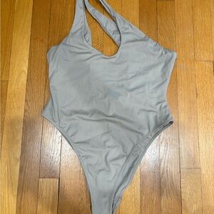 La Hearts Light Gray Halter One-Piece Swimsuit